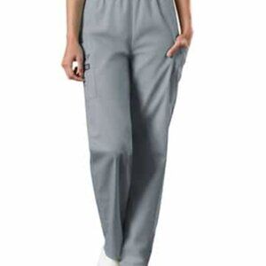 Cherokee Workwear Women's 4-Pocket Elastic Waist Utility Scrub Pants Light Gray
